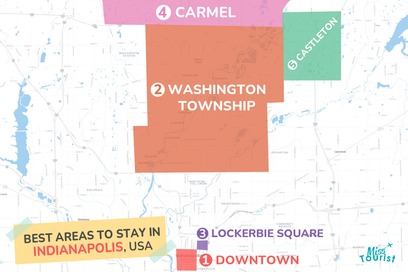 Map Of Best Places To Stay Indianapolis USA 
